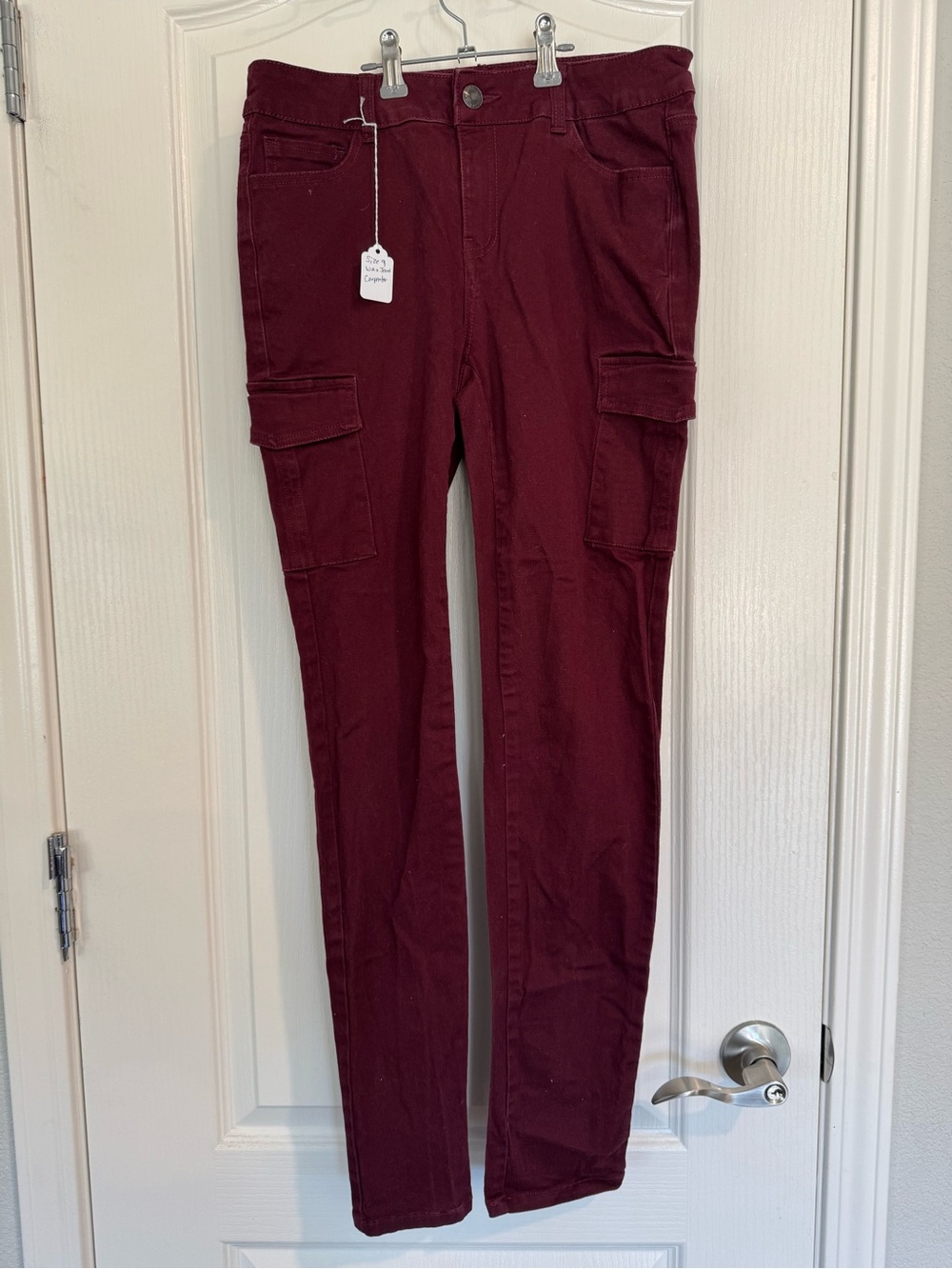 Wax Jean Burgundy Premium Skinny Twill Cargo Pants Size 9